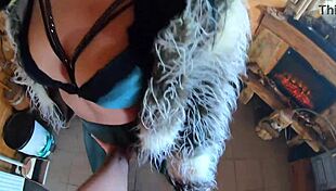 imagine this curvy latina milf in leather and fur, deepthroating till cum covers her cameltoe ass