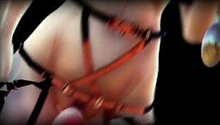 short hair futanari girl dances with droplets in fun cartoon music clip