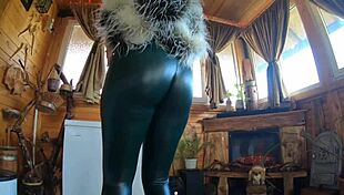 imagine this curvy latina milf in leather and fur, deepthroating till cum covers her cameltoe ass