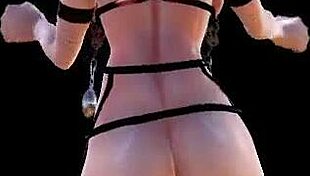 short hair futanari girl dances with droplets in fun cartoon music clip