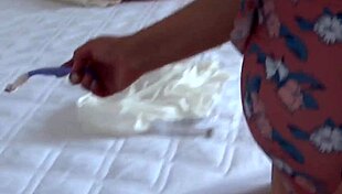 Stepmom trims hairy bush for bikini tease on beach