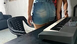 Hey, watch this cheeky Colombian student get punished by her keyboard teacher with doggystyle pounding and cumshot