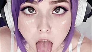 Purple-Haired Cutie Rocks Out To Music While Stroking Your Cock In Ai Compilation!