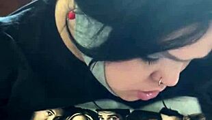 curvy brunette pov tits out sloppy deepthroat blowjob