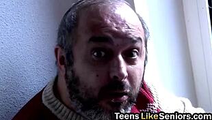 Why does blonde secretary finger pussy for ugly old coworker's small cock?