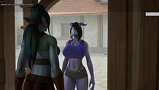 Troll surprises draenei girl with huge cock fucking her pregnant in hentai creampie