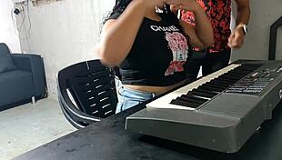 Hey, watch this cheeky Colombian student get punished by her keyboard teacher with doggystyle pounding and cumshot