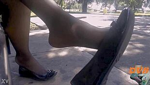 shoeplay tempts in stockings and flats