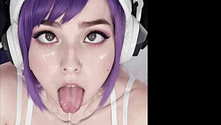 Purple-Haired Cutie Rocks Out To Music While Stroking Your Cock In Ai Compilation!