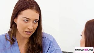 busty nurses lick milf patient's shaved pussy in steamy hospital threesome