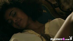 Watch this black milf strip and dance her big tits before getting sexy babe