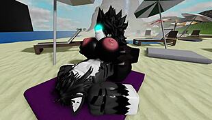 hard beach pounding with scp-1471 mal0's big tits bouncing cowgirl style 💦
