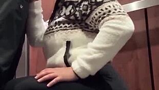 BAR HORNY WIFE FUCKS PUBLIC IN ELEVATOR!