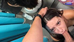 Risky Public Fitting Room Facefuck for 24yo Petite Beauty Eye Rolling Oral Creampie