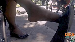 shoeplay tempts in stockings and flats