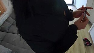 milfycalla's shiny leggings hide puffy jacket cum for impotent hubby