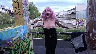 alira's flashing her big tits and losing control during public photoshoot