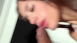 Magrinha gulps thick cock hidden at motel