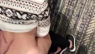 BAR HORNY WIFE FUCKS PUBLIC IN ELEVATOR!