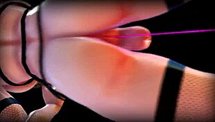 short hair futanari girl dances with droplets in fun cartoon music clip