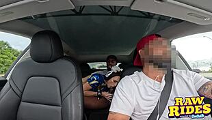 Brunette Chun-Li Cosplay Cutie Rides BBC For Facial In Ride Share To Comic Con