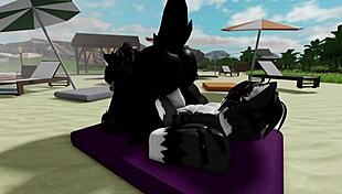 hard beach pounding with scp-1471 mal0's big tits bouncing cowgirl style 💦
