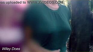 Stranger Begs Busty Milf Wife to Flash Massive Tits in Public Exhibition