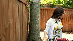 neighbor bareback fucks frustrated milf's big tits shaved pussy on sofa doggystyle