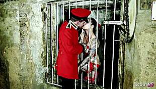 daisy rock licks cum off floor after bdsm prison roleplay pounding