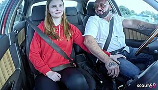 german redhead teen surprises old guy with wild fuck after bet 😲... she rides him hard!