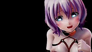 short hair futanari girl dances with droplets in fun cartoon music clip