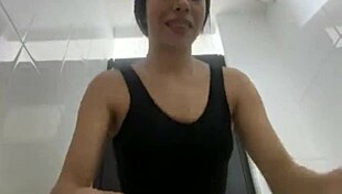 risky latina teen fingers wet pussy publicly in gym shower stall