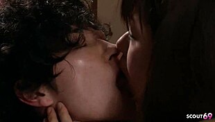 Classmate boy can't resist bushy pussy teen's home alone seduction?