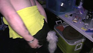 Public beach walk with tail buttplug and chats