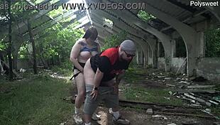 she pegs him wildly in bright sunny public spot