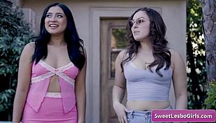 leana lovings and ophelia purr... naughty busty girls lick tits n wet pussies