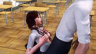 Brunette Sucks Teacher Cock In Classroom