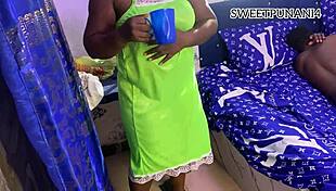 Horny Housewife Craves Security Boy's Cock Through Red Sheer