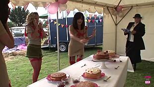 smoking hot tattooed blondes with huge tits ride cocks in wild outdoor orgy 🔥🍑💦