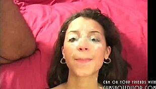 cute teen gets bukkake facial cum covered in monster cock gangbang pov