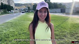 damn this beauty in the mountains bent over for public doggystyle creampie then cowgirl riding 🍆💦 outdoor quickie fun