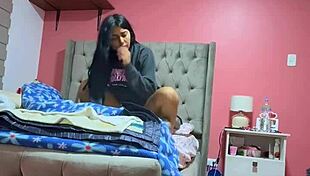 horny latina teen rides cowgirl after fingering in homemade fuck