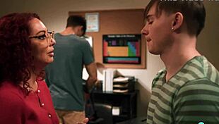 Redhead teacher kiki daire takes double cocks from students