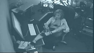 Office whore sneaks fingering in lingerie then gets caught masturbating hard