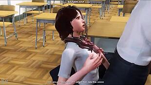 Brunette Sucks Teacher Cock In Classroom