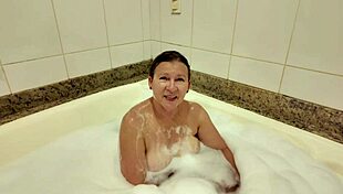 Brazilian Milf 58 Years Old Takes Brutal Anal Creampie Force Fuck in Foamy Hydromassage Tub