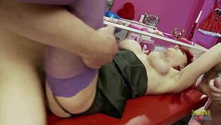 man this crazy redhead slut is totally wild for two monster cocks at once!! 🍆🍆💦