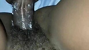 step sister's wet ebony pussy floods cum as step bro fucks her hardcore close up mourning pleasure moans
