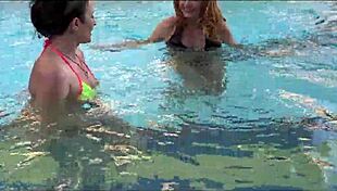 my stepmom and her best friend give me poolside massage pt 1