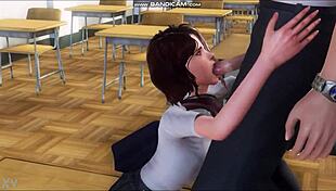 Brunette Sucks Teacher Cock In Classroom